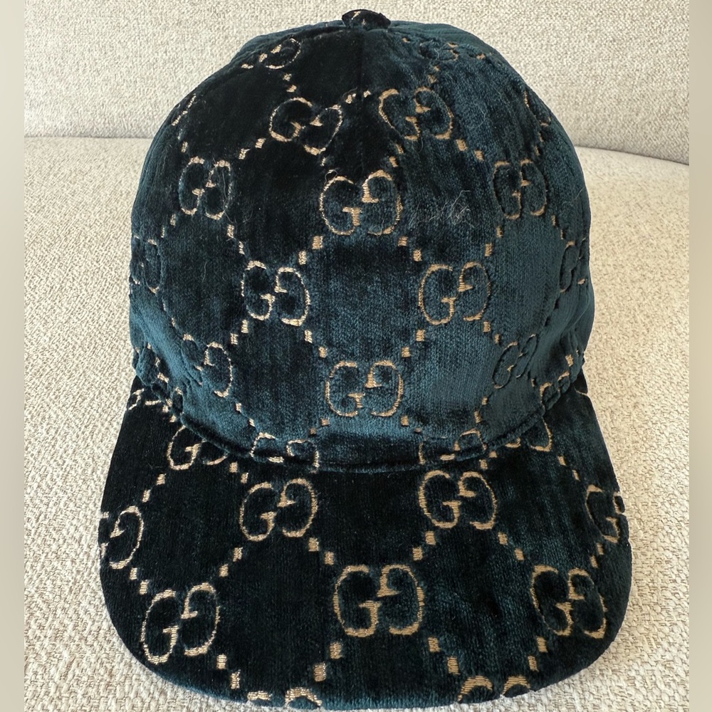 Gucci GG Teal Velvet Monogram baseball Cap (NEW without tags)